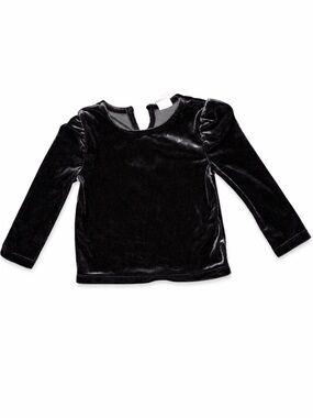 Baby GAP Charcoal Velvet Top 12-18 Months Puff Long Sleeve Shirt Toddler Girl